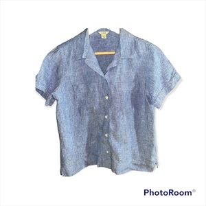 Vintage blue linen button down shirt